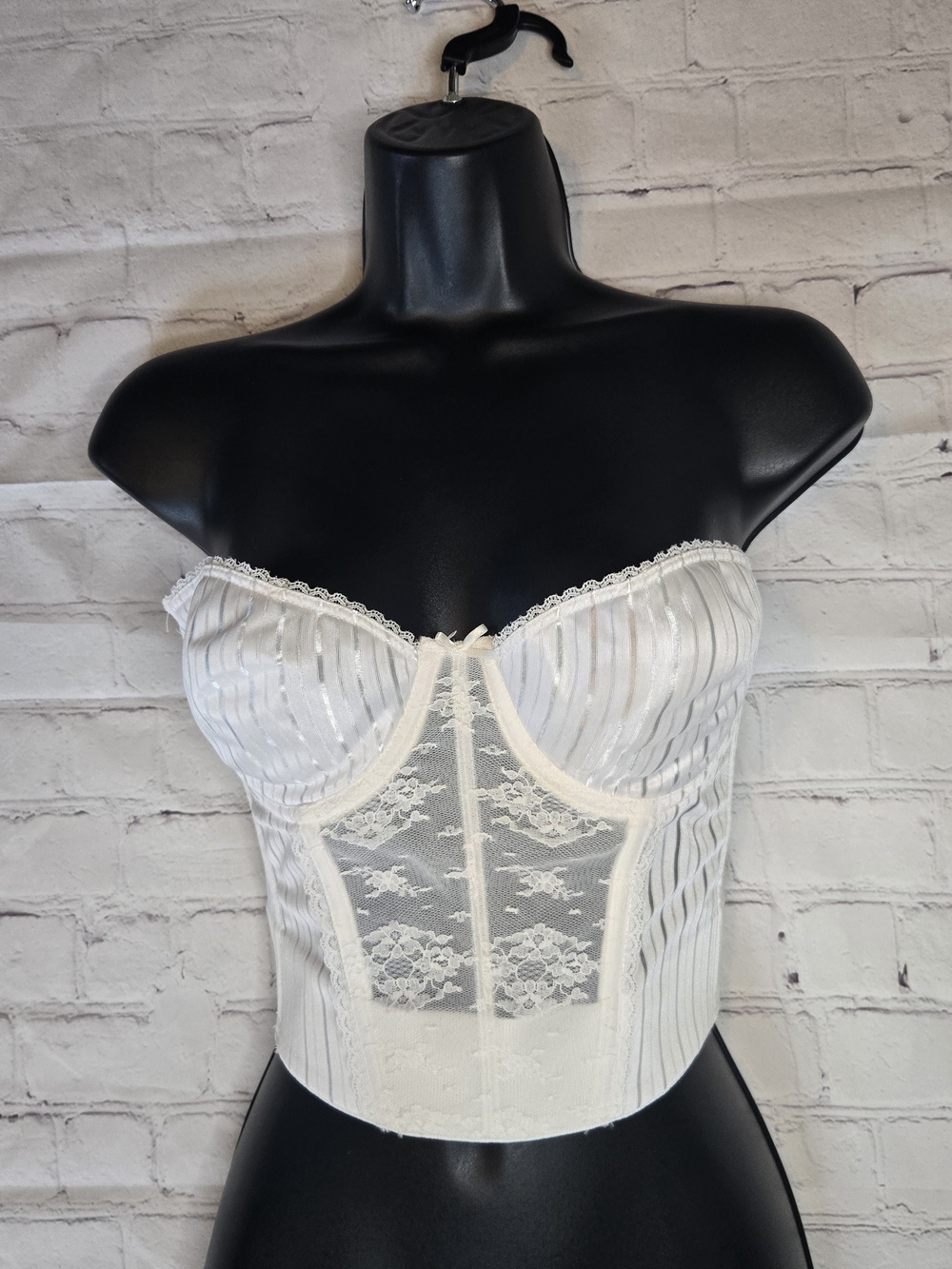 Vtg 80s Lady Vanderbilt Bustier White Lace Cutout Pin Up 36 B Madonna coquette